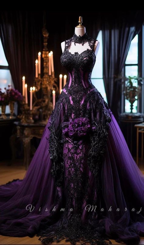 Purple Goth Wedding Dress, Dark Wedding Dresses, Shein Wedding, Vishma Maharaj, Wedding Dresses Amazon, Wedding Dresses Nyc, Wedding Dresses Affordable, Dark Purple Wedding, Goth Wedding Dresses