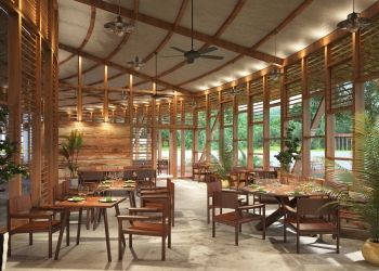 t3-organic-restaurant-design-vietnam-06 Farm School Architecture, Restaurant Design Concept Architecture, Eco Resort Architecture Concept, Tropical Architecture Design Concept, Farm Architecture Design, Tropical Restaurant Design, Bamboo Design Ideas, Eco Resort Architecture, Sustainable Cafe