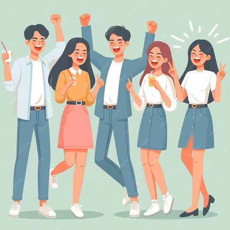 Premium Vector | A group of people with the word quot happy quot on the bottom Vector Art Illustration Graphics, A Group Of People, Wallpaper Girly, Iphone Wallpaper Girly, Group Of People, Happy Words, A Group, Art Illustration, Premium Vector