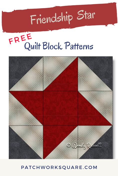 Colorado Star Quilt Block, Friendship Square Quilt Blocks, Ribbon Star Quilt Block Free Pattern, Friendship Star Quilt Pattern Free, Star Quilt Blocks Pattern, Star Quilt Blocks Pattern Free, Friendship Star Quilt Pattern, Friendship Star Quilt Block, Free Quilt Patterns Printables