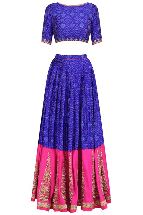 Ikat Lehanga Designs, Ikat Lehenga, Desi Dress, Half Saree Lehenga, Rani Pink, Half Sarees, Lehenga Designs Simple, Lehenga Gown, Lehnga Dress