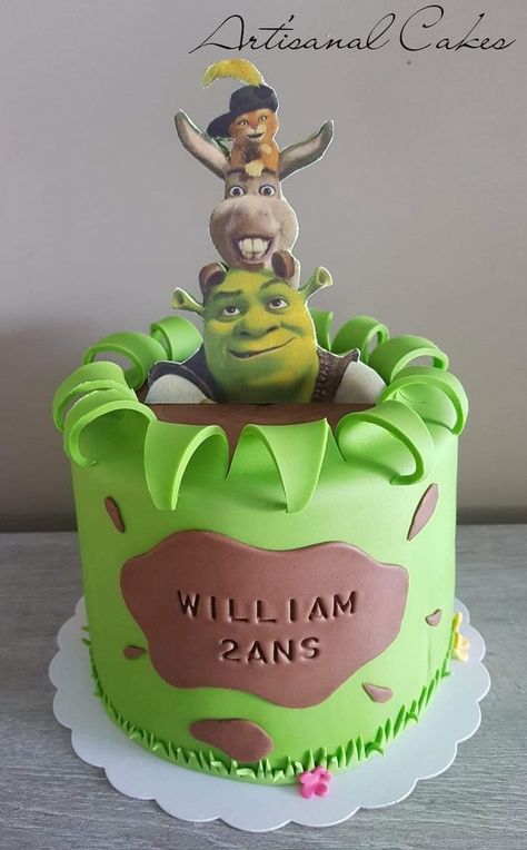 Pin en Tutorial Shrek Birthday Party Cake, Shrek Cake Ideas, Shrek Birthday Cake, 18th Birthday Cake Designs, Shrek Wedding, 40th Wedding Anniversary Cake, Fiona Y Shrek, Shrek Birthday, Shrek Cake