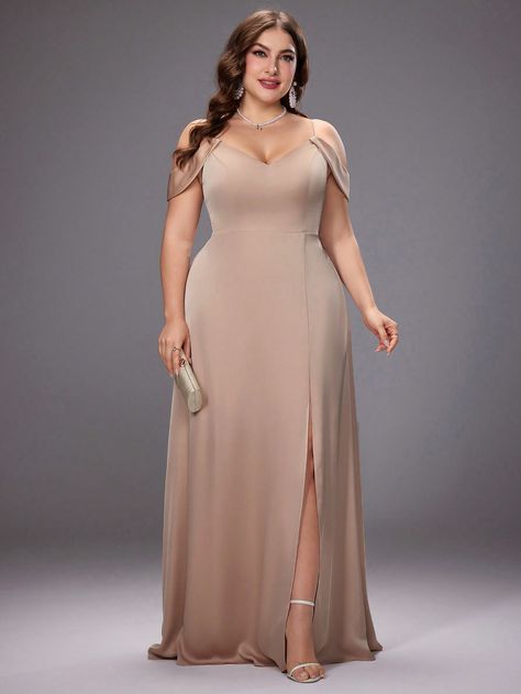 Sleeveless Long Silk Satin Evening Dress With Spaghetti Straps Champagne   Short Sleeve Satin Plain A Line Non-Stretch  Weddings & Events, size features are:Bust: ,Length: ,Sleeve Length: Silk Dress With Sleeves Gowns, Vestidos Color Champagne, Plus Size Formal Dresses For Wedding, Silk Dress Plus Size, Plus Prom Dresses, Dress For Chubby, Simple Evening Dress, Satin Evening Dress, Plus Size Bridesmaid