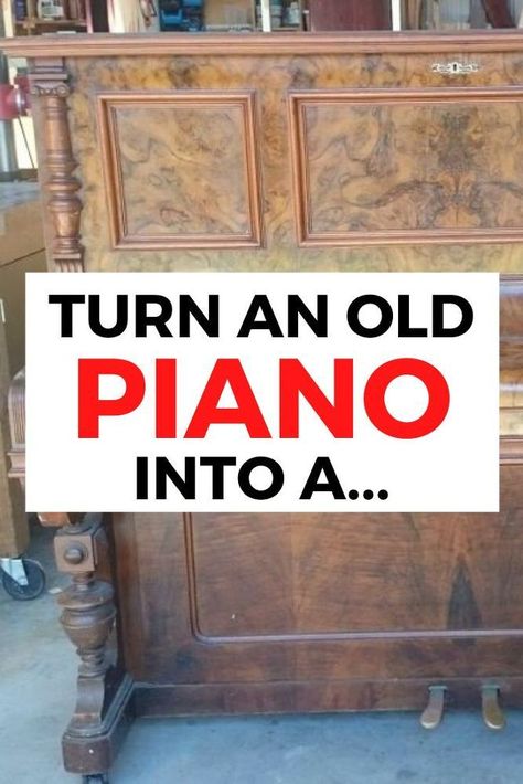 Cool Piano, Repurposed Piano, Decorate On A Budget, Old Piano, Accent Wall Stencil, Diy Bar Cart, Piano Art, Old Pianos, Piano Bar