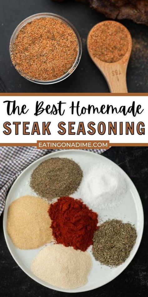 How To Season Steaks For The Grill, Best Steak Seasoning Grilling, Homemade Steak Rub, Steak Spice Recipe, Diy Steak Seasoning, Steak Seasoning Recipes Easy, Steak Seasoning Recipes Rubs, Steak Rubs For Grilling, Steak Seasoning Recipes