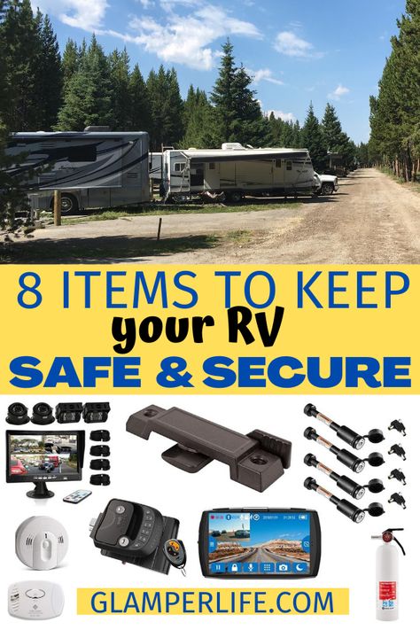 Rv Security Cameras, Rv Security Ideas, Camper Security, Rv Living Full Time Rv Organization, Camping Security, Camper Must Haves, Rv Security, Rv Essentials, Camper Home