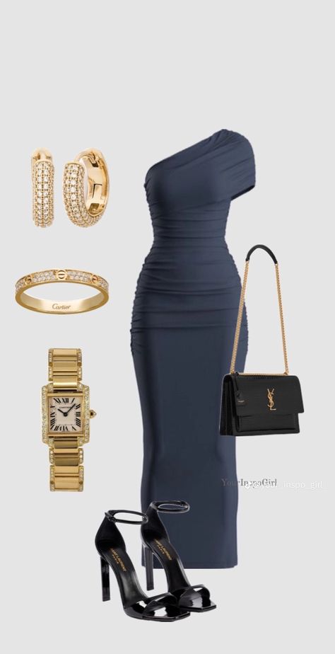 Glamouröse Outfits, Chique Outfit, Elegantes Outfit, Looks Chic, Gold Accessories, Dressy Outfits, Cute Simple Outfits, Fancy Outfits, Casual Style Outfits