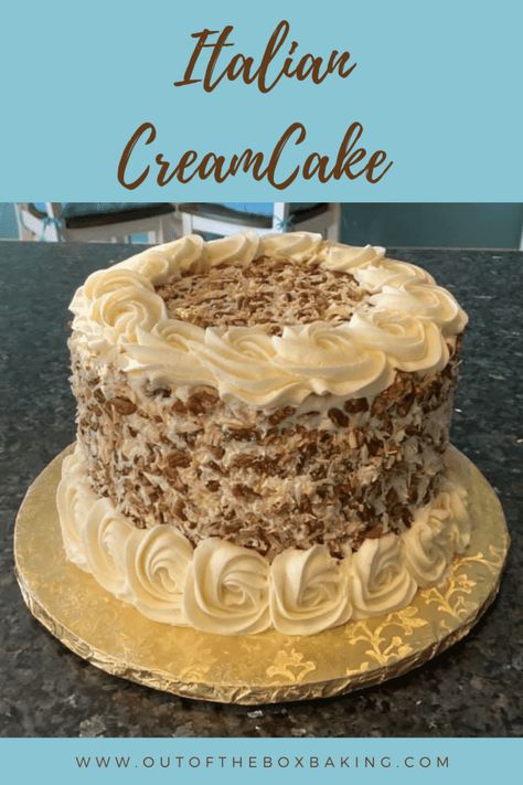 Best Italian Cream Cake (doctored cake mix) - Out of the Box Baking Wrapping Christmas Presents, Italian Cream Cake Recipe, Cake Mix Doctor, Gift Wrapping Christmas, Chocolate Mayonnaise Cake, Coconut Pecan Frosting, Christmas For Kids, Cake Quotes, Cake Story