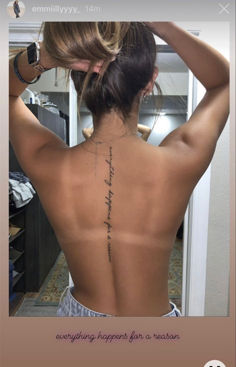 Spine Tattoo Quotes, Girl Spine Tattoos, Rosen Tattoo Frau, Tato Minimal, Girl Back Tattoos, Tattoo Schrift, Spine Tattoos For Women, Inspiration Tattoos, Cat Tattoos