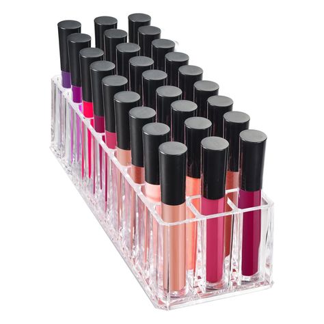 Makeup Acrylic Lip Gloss Organizer Holder! 27 Spaces Make Up Lipgloss Beauty Storage Display. Liquid lipsticks Cosmetics Brushes Pencils Mascara Skincare Eye Makeup Place, Makeup Collection Storage, Beauty Closet, Makeup Display, Lipstick Organizer, Makeup Storage Organization, Acrylic Organizer Makeup, Makeup Holder, Vanity Room