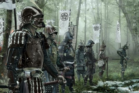 ArtStation - In the wood, David Benzal David Benzal, Guerriero Samurai, Sengoku Jidai, Fu Dog, Samurai Artwork, Shadow Warrior, Japanese Warrior, Japanese History, Samurai Armor