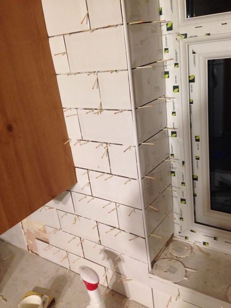 Tiling a window recess | Mumsnet Discussion Tiling Window Sill Kitchen, Tiling Around Windows In Bathroom, Bathroom Tiles Window, Tiling A Window Sill, Tiling Around A Window, Tiled Bathroom Window, How To Tile Around A Window, Tiled Window Sill Bathroom, Tiling Around Kitchen Window