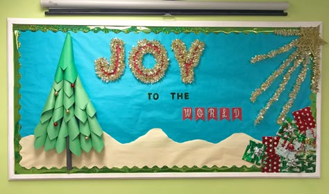 Joy To The World Bulletin Board, Kindergarten Christmas Bulletin Board, Around The World Bulletin Board, Fall Church Bulletin Boards, Christmas Bulletin Board Ideas, World Bulletin Board, Preschool Ministry, Daycare Curriculum, Holiday Bulletin Boards