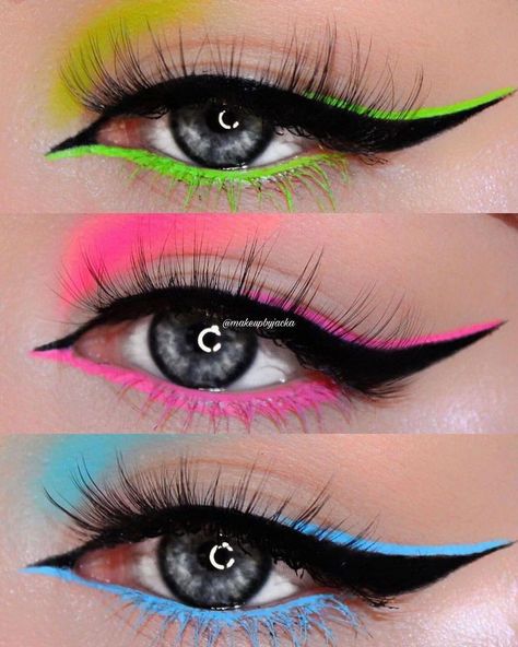 Eye Makeup Images, Drag Make-up, Pretty Eye Makeup, Face Charts, Neon Makeup, Cute Eye Makeup, Graphic Makeup, Rave Makeup, Eye Makeup Pictures