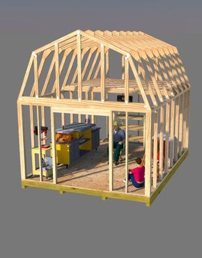 Build this awesome 12x16 barn style shed that has a ton of room to make your workshop. Get all your tools out of your already over crowded garage and get started today using these neat 12x16 barn shed plans. Small Barn Plans, Reban Ayam, Barn Style Shed, Diy Storage Shed Plans, Shed Plans 12x16, Shed Building, Diy Storage Shed, Build Your Own Shed, Small Barn