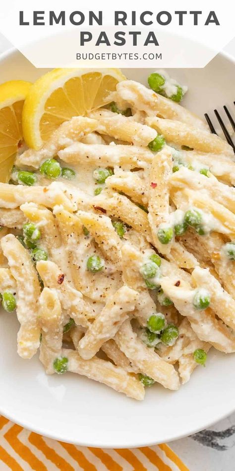 Ricotta Pasta Sauce, Pasta And Peas, Ricotta Pasta Recipes, Lemon Ricotta Pasta, Ricotta Cheese Recipes, Pasta With Peas, Light Pasta, Creamy Pasta Sauce, Ricotta Recipes