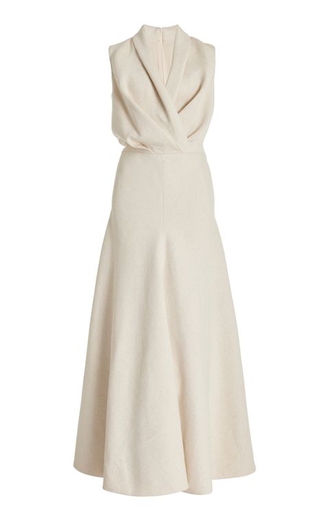 The Emelie Wrapped Silk Crepe Maxi Dress By Brandon Maxwell | Moda Operandi Elegant French Dress, Fall Dresses 2024, Silk Dress Outfit Classy, Simple Wrap Dress, Simple White Dresses, Warp Dress, Sunglasses Selfie, Wrap Dres, Simple Elegant Dress