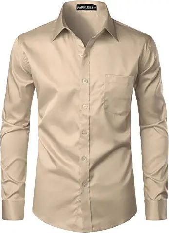 Amazon.co.uk : brown dress shirt Urban Style Design, Long Sleeve Button Up Dress, Mandarin Collar Shirt, Shirt With Pocket, Slim Fit Dress Shirts, Loose Fitting Tops, Button Up Dress, Mandarin Collar, Stylish Shirts