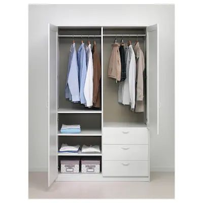 Ikea Musken, Small Wardrobe Design, Wardrobe Inside Design, Wardrobe Internal Design, Luminaria Diy, Guest Bedroom Design, Corner Furniture, Wardrobe Organisation, Ikea Bedroom