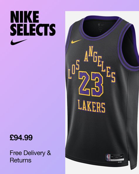 Los Angeles is the city of dreams. People move from all over the world just for a chance to make it big here. The Lakers did the same thing in 1960. Their 2023/24 City Edition Jersey celebrates the evolution of their identity: who they started as in LA and what they did to become the household name they are today. Behind the design::Black represents the uncertainty the Lakers felt upon arriving in Los Angeles. The trim goes from purple to black to purple as a nod to the sky after a California s… Nike Looks, Nba Jersey, Jersey Design, Los Angeles Lakers, Lebron James, Men's Nike, Nike Dri Fit, New Jersey, Dri Fit