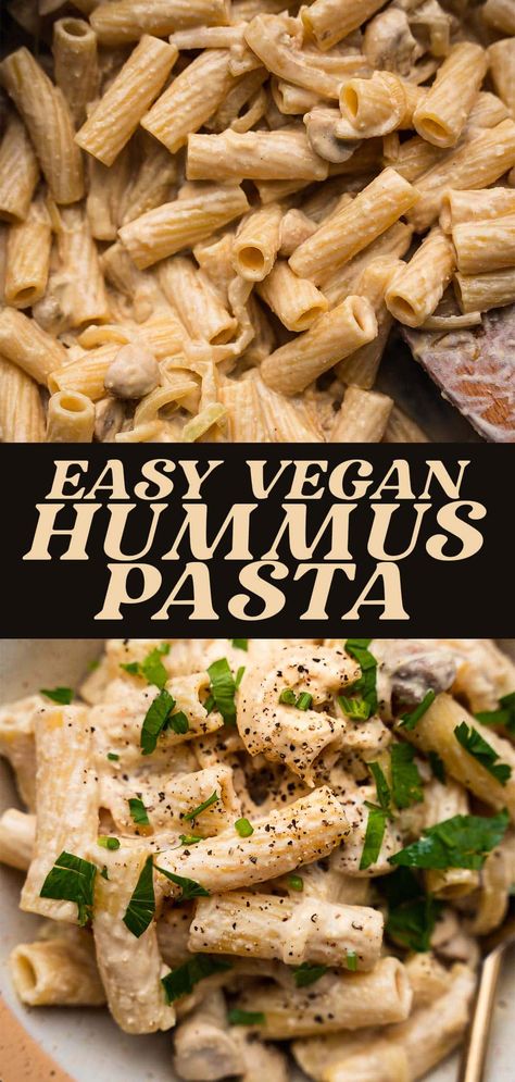 Vegan Hummus Pasta, Tofu Pasta, Hummus Pasta, Veggie Pasta Salad, Pasta Varieties, Creamy Pasta Sauce, Quick Vegan Meals, Dairy Free Dinner, Vegan Pasta Recipes