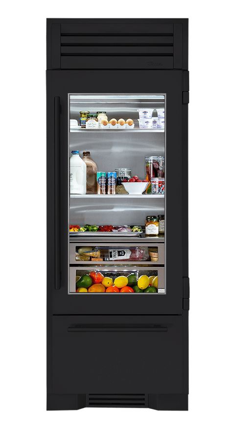 30″ Glass Door Refrigerator with Bottom Freezer | True Residential True Residential Refrigerator, Glass Front Fridge, Modern Fridge Refrigerators, True Fridge, Fancy Refrigerator, Narrow Fridge, Industrial Fridge, Narrow Refrigerator, Luxury Fridge