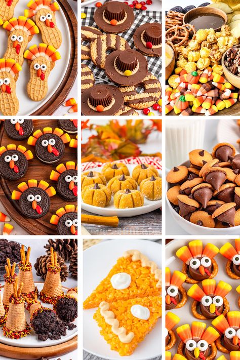 Fun Thanksgiving Snacks And Desserts Friendsgiving Treat Ideas, Fun Turkey Snacks, Thanksgiving Theme Snacks For Kids, Thanksgiving Fun Snacks, Edible Thanksgiving Favors, November Treats For Teachers, Thanksgiving Theme Snacks, Thanksgiving Table Favor, Thanksgiving Food Decor