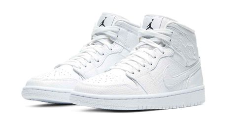 Air Jordan 1 Mid “White Snakeskin” BQ6472-110 Release Date | Nice Kicks All White Jordans, Air Jordan 1 Mid Women, Air Jordan 1 White, Air Jordan 1 Mid White, Jordan Mid, Jordan 1 Mid White, Jordan Ones, White Jordans, Air Jordan 1 Mid Se