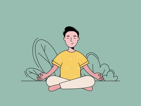 Man Meditating Illustration by Duckleap Meditate Illustration, Meditating Illustration, Meditation Illustration, Man Meditating, Yoga Cartoon, 2024 Board, Yoga Illustration, Man Illustration, Mosque Architecture