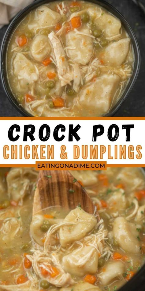 Chicken And Dumplings With Biscuits, Dumplings With Biscuits, Crock Pot Chicken And Dumplings, Best Chicken And Dumplings, Chicken And Dumplings Recipe, Homemade Chicken And Dumplings, Crockpot Chicken And Dumplings, Chicken Crockpot Recipes Easy, Easy Crockpot Chicken