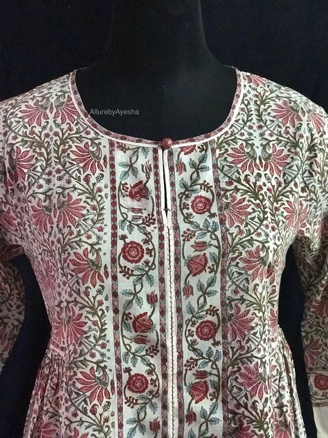 This is a handcrafted Bhopali Kurta from the home of blockprinting India Rajasthan! Spring Multicolor Block Print Kurta, Multicolor Block Print Straight Kurta, Multicolor V-neck Kurta With Block Print, Red Block Print Mulmul Kurta, Pink Block Print Dupatta, Block Print, India, Women's Top