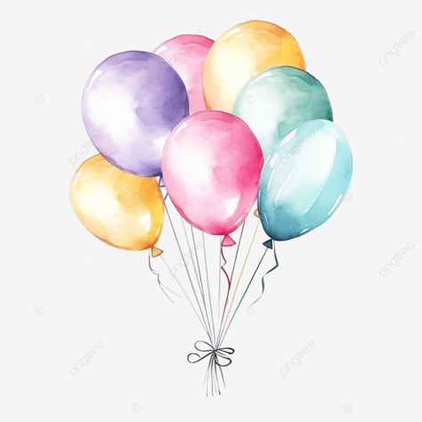 vibrant pastel balloons bouquet with strings watercolor balloons vibrant colorful png Balloon Watercolor, Pastel Png, Watercolor Balloons, Balloons Bouquet, Balloon Illustration, Logo Cloud, Painting Birthday, Pastel Balloons, Black And White Tree