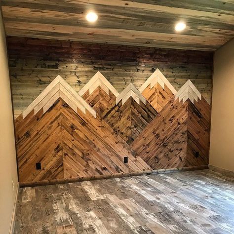 Wood Wall Decor Ideas, Wood Wall Design, Barn Wood Projects, Wood Accent Wall, Sunset Wall Art, Wall Decor Ideas, Rustic Wall Art, Instagram Look, Rustic Bedroom