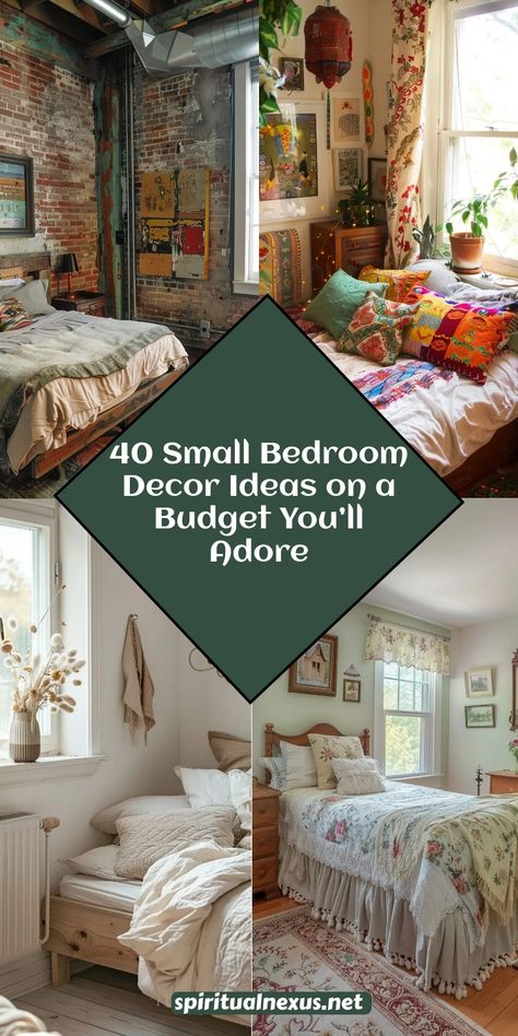 Dreaming of a room refresh without spending a fortune? Here are 40 small bedroom decor ideas on a budget that will transform your space! Discover how to add aesthetic or boho touches, create modern updates, and maximize functionality—all while staying budget-friendly. Perfect for women and couples looking to redecorate! #smallbedroomdecorideasonabudget #smallbedroomdecorideasaesthetic #smallbedroomdecorideasboho Redecorate Bedroom Ideas Small Rooms, Redecorate Bedroom Ideas, Small Room Wallpaper, Decorating Small Rooms, Small Home Decor Ideas, Small Bedroom Decor Ideas, Add Aesthetic, Tiny Bedrooms, Minimal Furniture