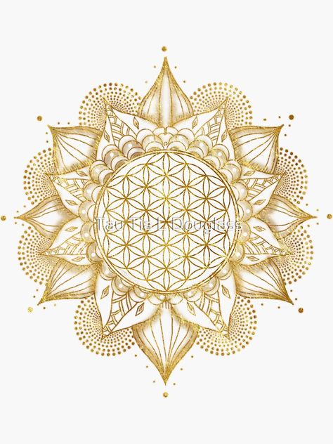 "Flower of Life Mandala" Sticker for Sale by PurplePeacock | Redbubble Flower Of Life Design, Flower Of Life Stencil, Seed Of Life Mandala, Flower Of Life Mandala, Flower Of Life Tattoo, Mandala Rose, Lotus Mandala, Modern Luxury Bedroom, Spiritual Tattoos