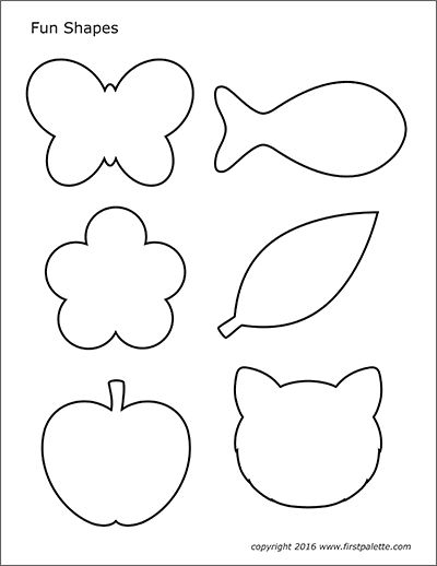 Basic Shapes | Free Printable Templates & Coloring Pages | FirstPalette.com Felt Shapes Templates, Pattern Shapes Templates Free Printables, Felt Templates Printable Free Pattern, Applique Patterns Templates, Shape Outlines, Shapes Coloring Pages, Felt Patterns Free, Shapes Template, Shapes Printable