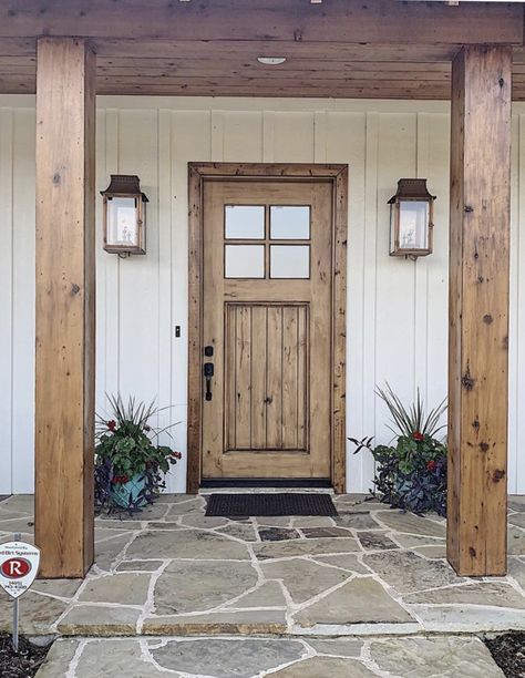 Farmhouse has copper lantern Primo Farmhouse Outdoor Lights Front Porches, Gas Light Fixtures Front Doors, Exterior Copper Light Fixtures, Copper Exterior Lights, Copper Outdoor Light Fixtures, Copper Exterior Lighting, Primo Lanterns, Southern Farm House, Front Porch Lighting Fixtures