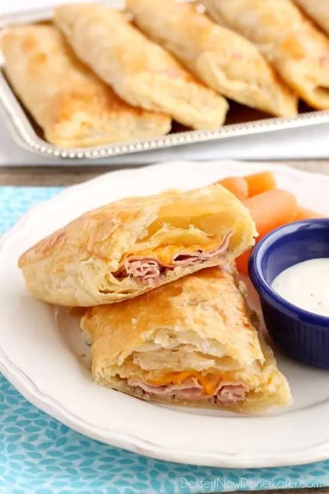 Ham and Cheese Pockets Ham And Cheese Pockets, Cold School Lunches, Cheese Pockets, Homemade Hot Pockets, Pepperidge Farm Puff Pastry, Easy Ham, Healthy School Lunches, Kid Friendly Dinner, Dinners For Kids