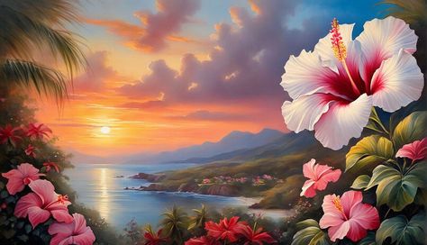 Jesus Images Hd, Hawaiian Crafts, Floral Wallpaper Iphone, Hawaiian Art, Beautiful Flowers Photography, Ocean Landscape, Landscape Art Painting, Flower Landscape, Cute Simple Wallpapers