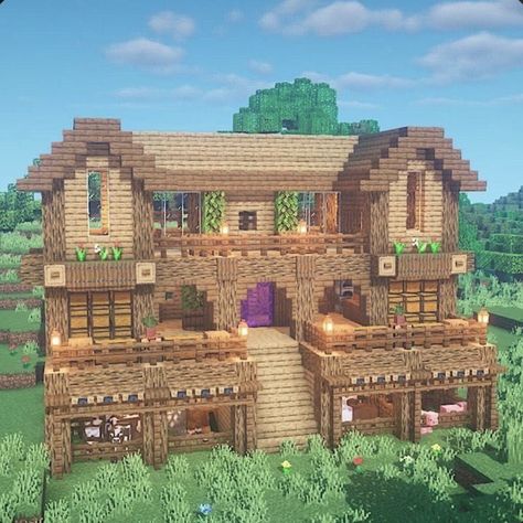 Minecraft Two Player House, Minecraft Survival Base Ideas, Minecraft Base Ideas Survival, Minecraft Survival Base, Minecraft Base Ideas, Chalet Minecraft, Minecraft Wooden House, Minecraft Cool, Minecraft Hack