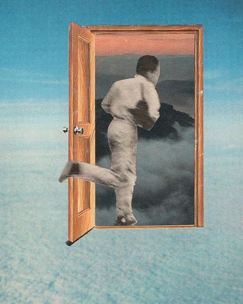 #collage #art #run #doors #sky Door Collage Art, Analog Collage Art, Running Collage, November Collage, Door Collage, Analog Collage, Collage Art Projects, Surreal Collage, Handmade Collage