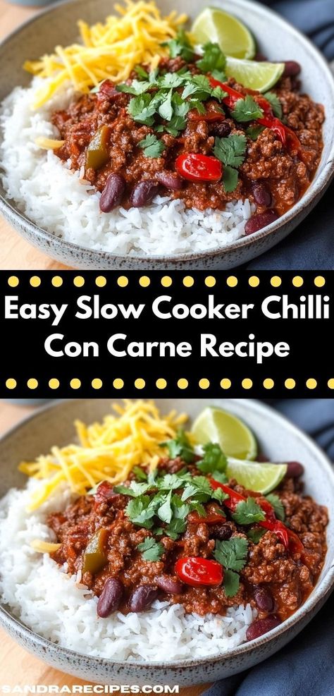 Want a chili recipe crockpot style? This slow cooker chili recipe is easy to prepare and perfect for dinner recipes. Whether you need dinner ideas for two or dinner recipes for family, this dish is a hit! Chili Meals, Slow Cooker Chilli Con Carne, Easy Slow Cooker Chili, Slow Cooker Chilli, Chilli Con Carne Recipe, Slow Cooker Chili Easy, Chili Con Carne Recipe, Carne Recipe, Con Carne Recipe