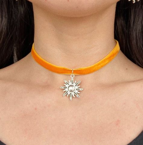 Now $0. Shop and get ideas of how to wear velvet Orange Velvet Choker with Sun Pendant | Etsy or find similar products for less. Orange Choker, Simple Choker, Sun Pendant, Orange Velvet, Orange Aesthetic, Velvet Choker, Winx Club, Etsy Fashion, Cute Jewelry