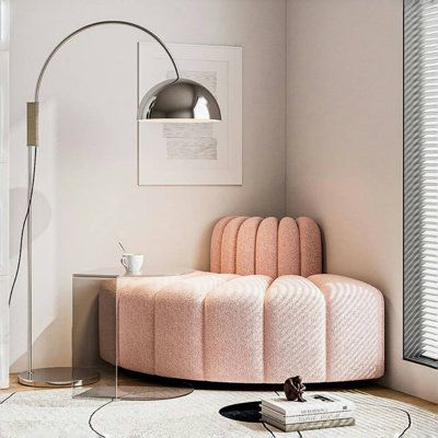 Lounge Room Furniture, Circular Sofas Living Rooms, Small Corner Seating Area, Curved Loveseats For Small Spaces, Cute House Furniture, Half Circle Couch, Accent Sofa Living Room, Luxury Reading Corner, Corner Sofa Bedroom