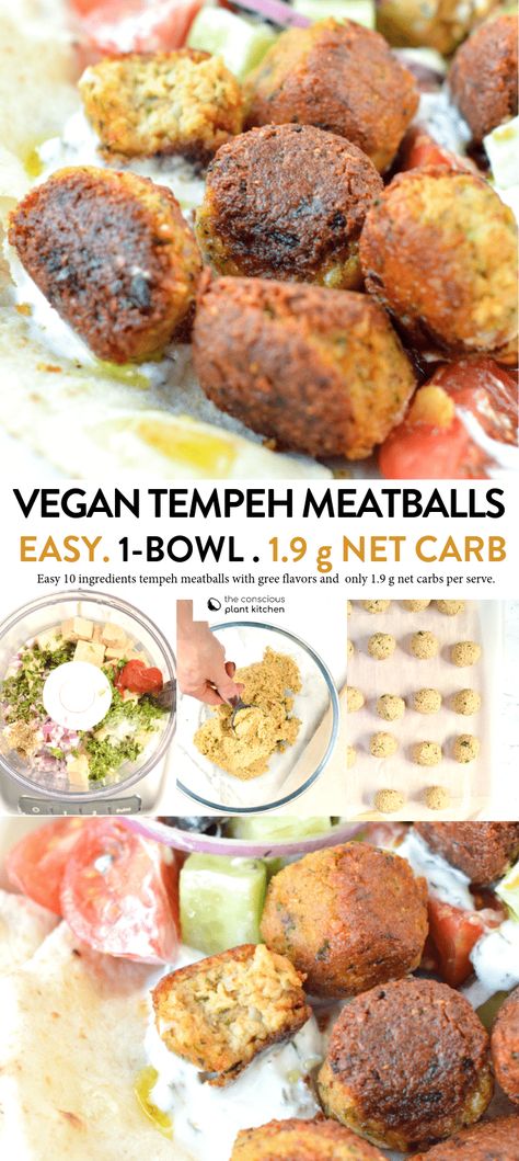 Tempeh Meatballs, Tempeh Recipes Vegan, Recipes Meatballs, Gyros Recipe, Vegan Tempeh, Vegan Greek, Greek Meatballs, Tempeh Recipes, Meatballs Easy