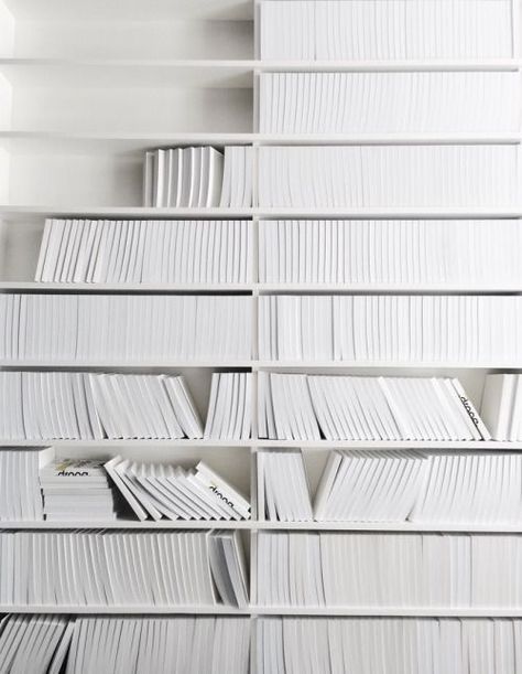 White Bookcase | Winter Whites Silver Blonde, White Books, Simply White, White Room, Aesthetic Colors, Shades Of White, Book Shelf, White Aesthetic, Minimalist Decor