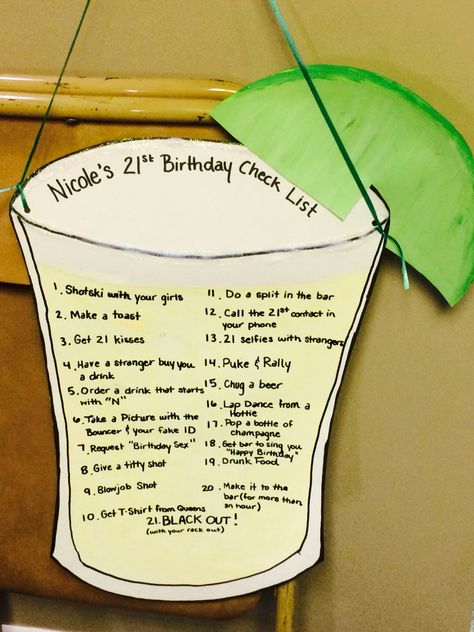 21st birthday check list 21 Birthday Checklist, 21 Things To Do On Your 21st Checklist, 21st Birthday List Of Things To Do, Sign Night 21st Birthday, 21st Birthday Signs Checklist, Birthday Cake Shots, 21st Birthday Sash, 21st Birthday Banner, 21st Birthday Checklist