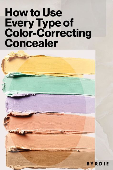 Colour Correcting Makeup, Purple Concealer, Color Correction Makeup Tutorials, Concealer Guide, Color Correcting Guide, Color Correct Dark Circles, Orange Concealer, Green Color Corrector, Makeup Color Corrector