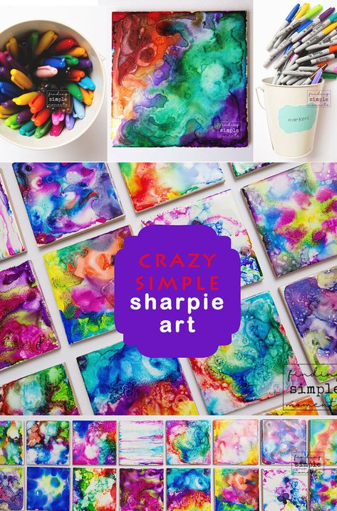 Sharpie Coasters, Coasters Fun, Sharpie Alcohol, Diy Sharpie Crafts, Sharpie Crafts, Diy Sharpie, Art Coasters, Inexpensive Crafts, Alcohol Ink Crafts