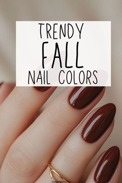 Get these popular fall nail colors must-haves for your fall wardrobe and more. Autumn Nail Colors Fall, Fall Nail Designs Solid Colors, Almond Nail Colors Fall, All Nail Colors, Mail Colors For Cool Skin, New Fall Nail Colors 2024, Good Fall Nail Colors, Autumn Nail Polish Colors, Fall Gel Colors Nail Polish